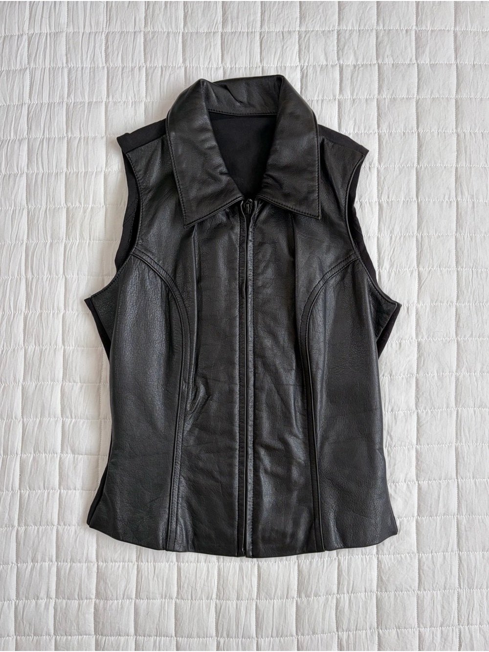 VTG Wilsons Maxima Black Leather Women's Vest 90s Y2K Matrix Size S